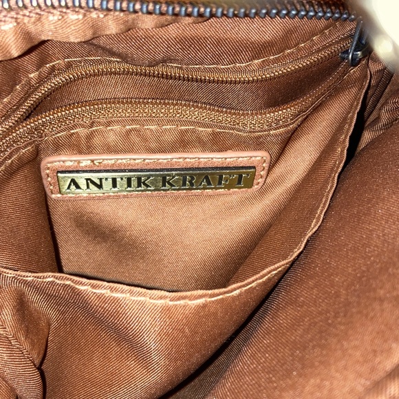 Antik Kraft Brown Crossbody Bag with Patterned Strap - Picture 4 of 4